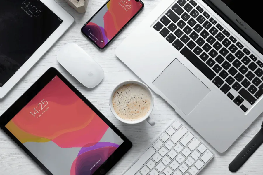 range of devices: ipad, phone and laptop