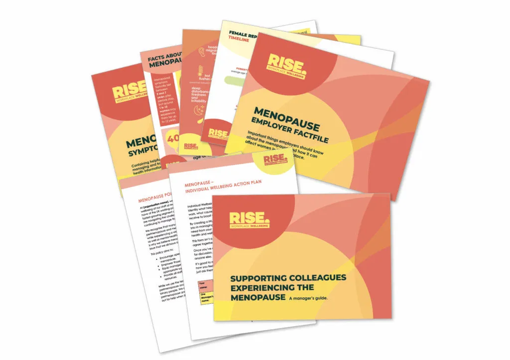 Front covers of documents in the menopause toolkit
